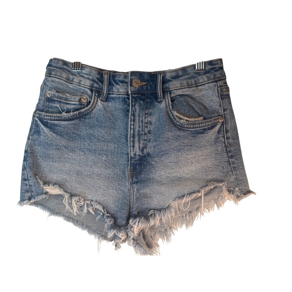 2/$30 ZARA Size 4 Light Blue High-Waisted Distressed Denim Shorts - Picture 7 of 11